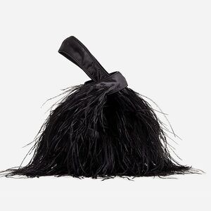 J.Crew Collection Santorini Luxury Bag with Feathers In Black NWT
